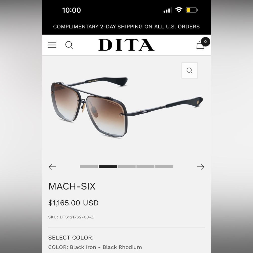 DITA Mach-Six Sunglasses Black Iron SKU: DTS121-62-03-Z (AMAZING PRICE 60% OFF)